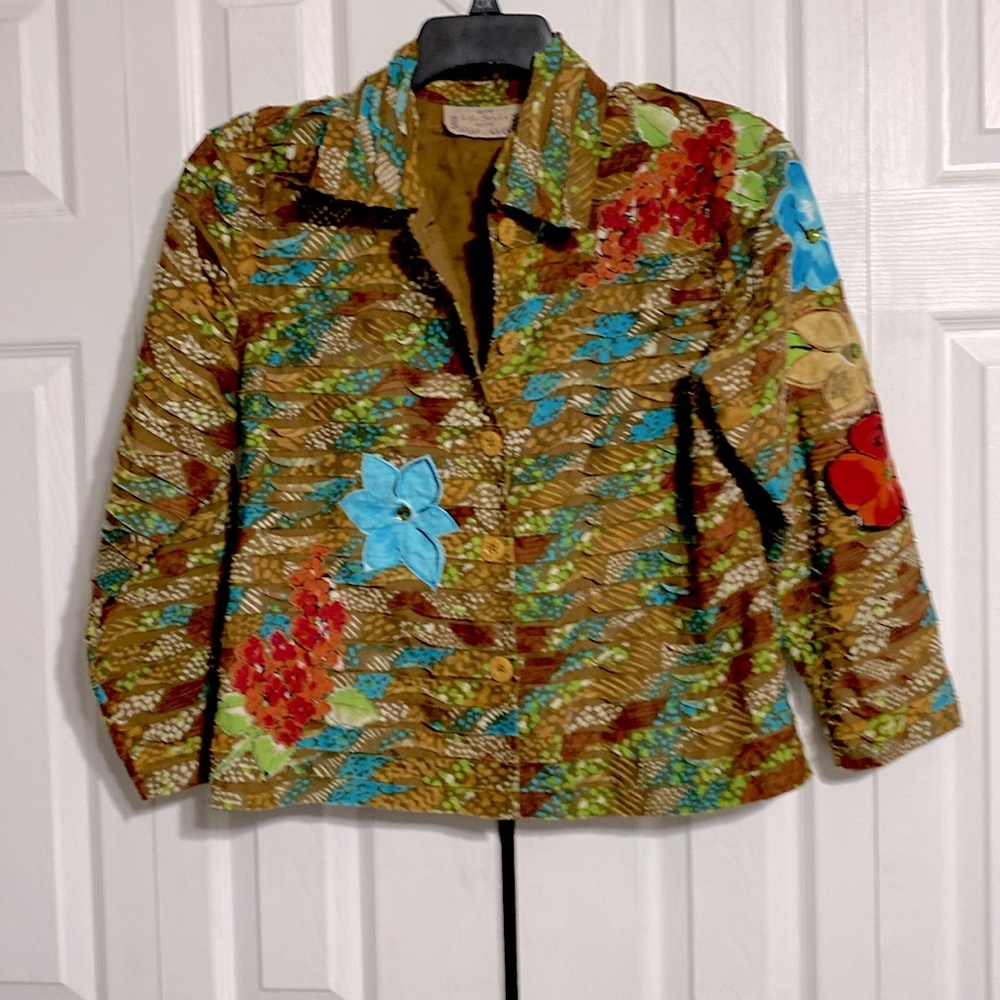 Lifestyle Petite Floral Boho cotton jacket top size Petite Medium PM